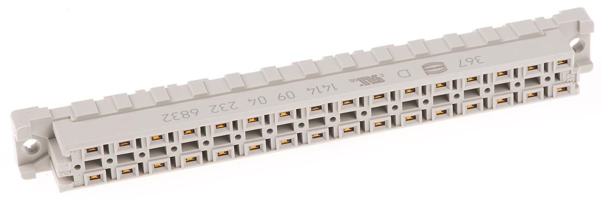 HARTING 09 04 C2 DIN 41612-Steckverbinder Buchse Gerade, 32-polig / 2-reihig, Raster 5.08mm Lötanschluss