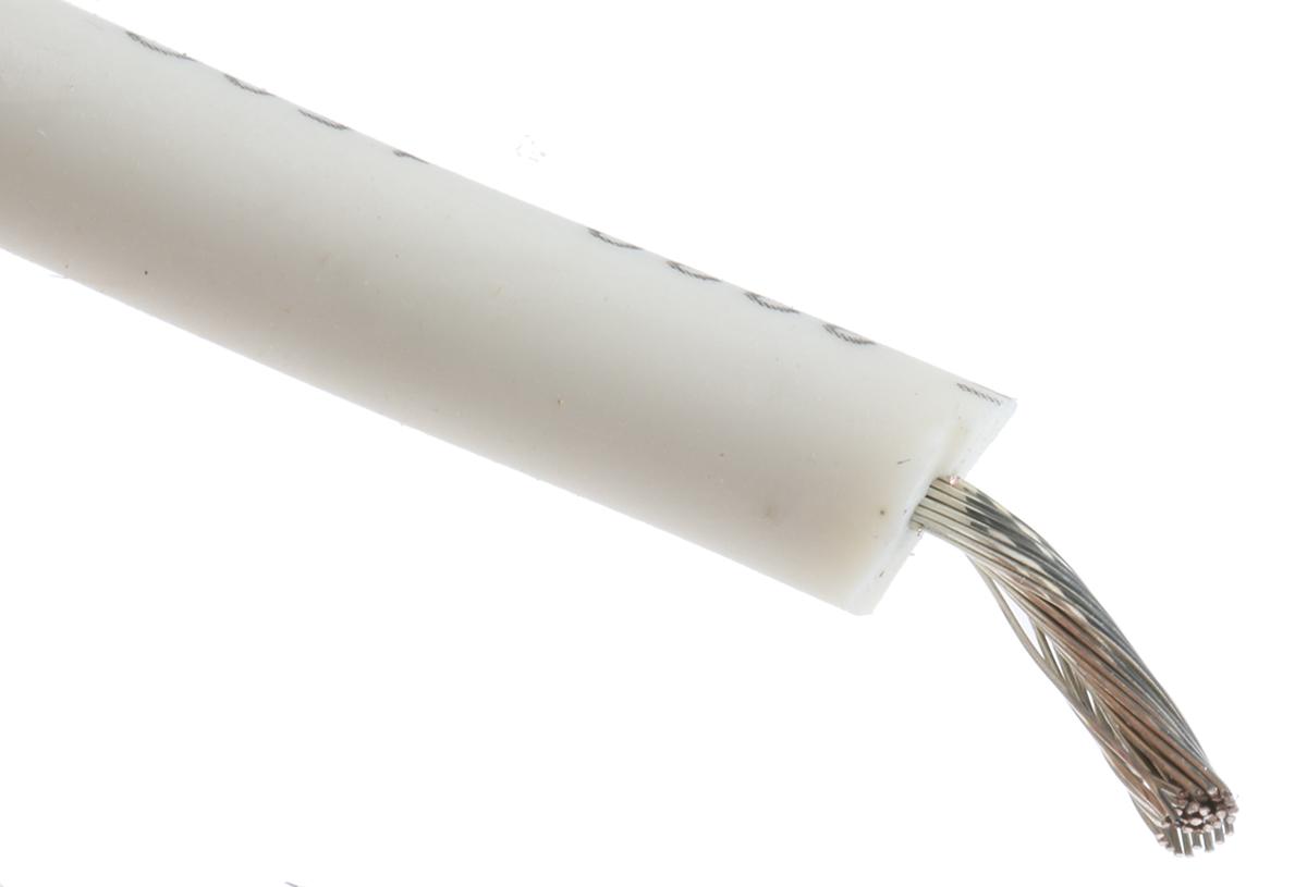 Alpha Wire Einzeladerleitung 2,1 mm², 14 AWG 30m Weiß Silikongummi isoliert Ø 6.81mm UL3239