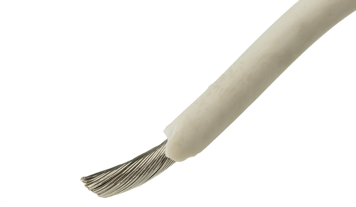 Alpha Wire Einzeladerleitung 5,2 mm², 10 AWG 30m Weiß Silikongummi isoliert Ø 5.28mm 105/0,25 mm Litzen UL3239