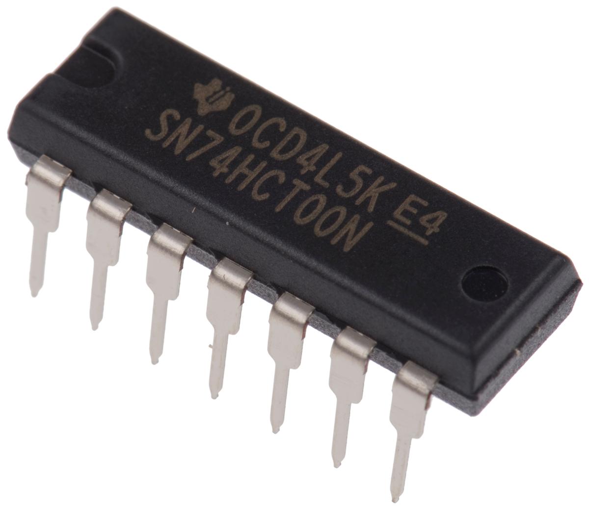 Produktfoto 1 von Texas Instruments Logikgatter, 4-Elem., NAND, HCT, 4mA, 14-Pin, PDIP, 2