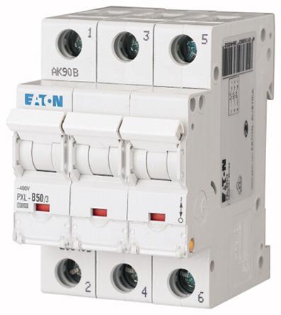 Eaton PXL, S200 MCB Leitungsschutzschalter Typ C, 3-polig 50A 400V, Abschaltvermögen 10 kA xPole DIN-Schienen-Montage