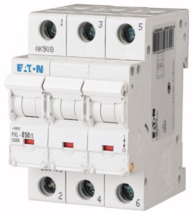 Eaton PXL, S200 MCB Leitungsschutzschalter Typ B, 3-polig 50A 400V, Abschaltvermögen 10 kA xPole DIN-Schienen-Montage