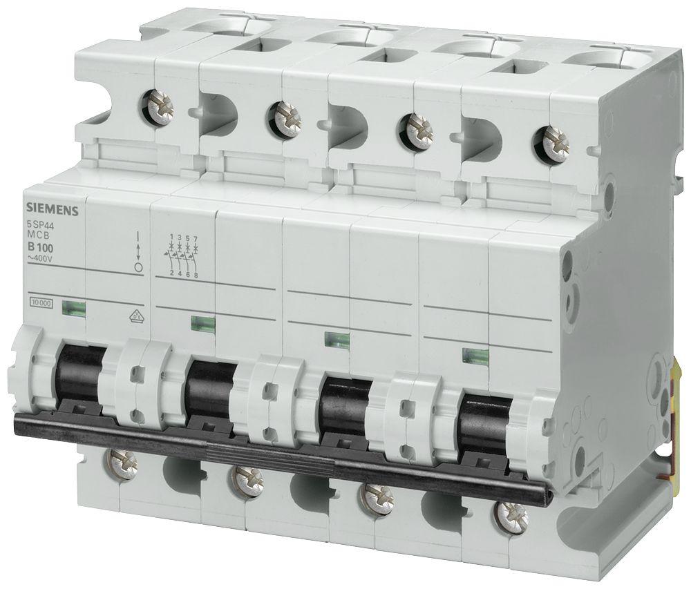 Siemens 5SP4 MCB Leitungsschutzschalter Typ B, 4-polig 100A 400V SENTRON DIN-Schienen-Montage