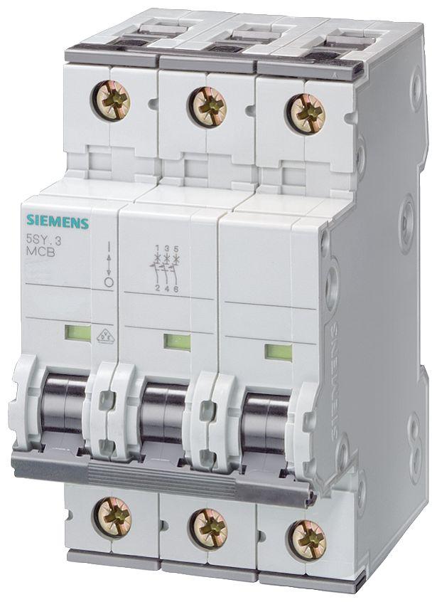 Siemens 5SY MCB Motorleistungsschalter Typ A, 3-polig 16A 400V, Abschaltvermögen 10 kA 5SY41 DIN-Hutschiene