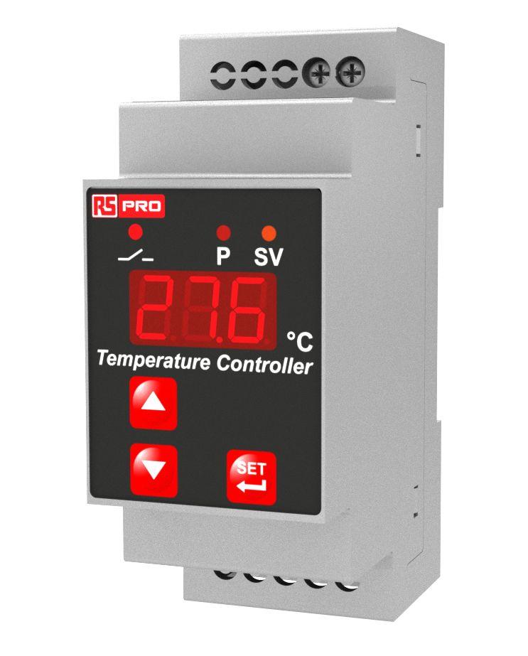 Produktfoto 1 von RS PRO Zweipunkt-Temperaturregler DIN-Hutschiene, 1 x Relais Ausgang/ Thermoelement, Typ K Eingang, 230 V, 86 x 35mm