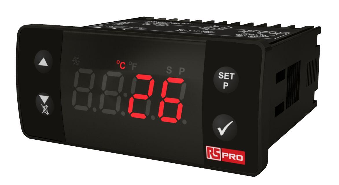 RS PRO Zweipunkt-Temperaturregler Tafelmontage, 1 x Relais Ausgang/ PT100 Eingang, 24 V, 77 x 35mm