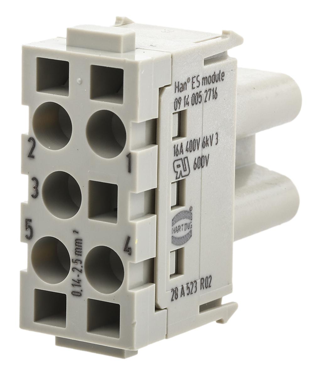 Produktfoto 1 von HARTING Han-Modular Robustes Power Steckverbinder-Modul, 5-polig 16A Buchse, Steckverbindermodul