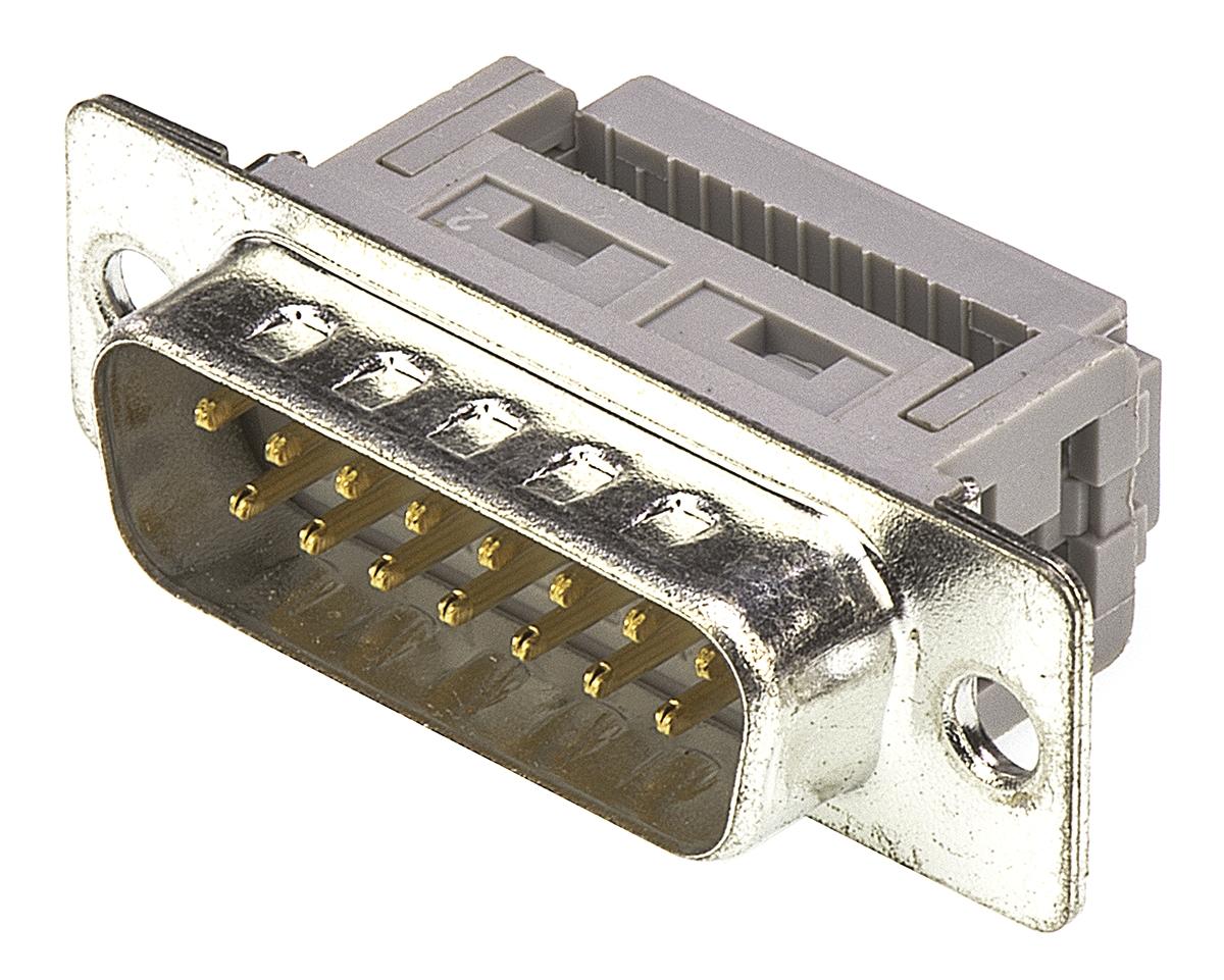 HARTING D-Sub Standard Sub-D Steckverbinder Stecker abgewinkelt, 15-polig / Raster 2.77mm, Kabelmontage IDC