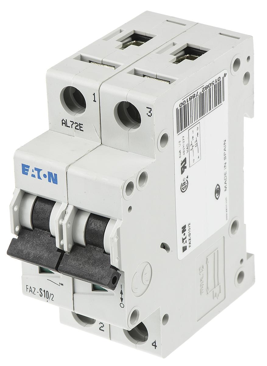 Produktfoto 1 von Eaton Eaton Moeller MCB Leitungsschutzschalter Typ S, 2-polig 10A 230V, Abschaltvermögen 10 kA xEffect