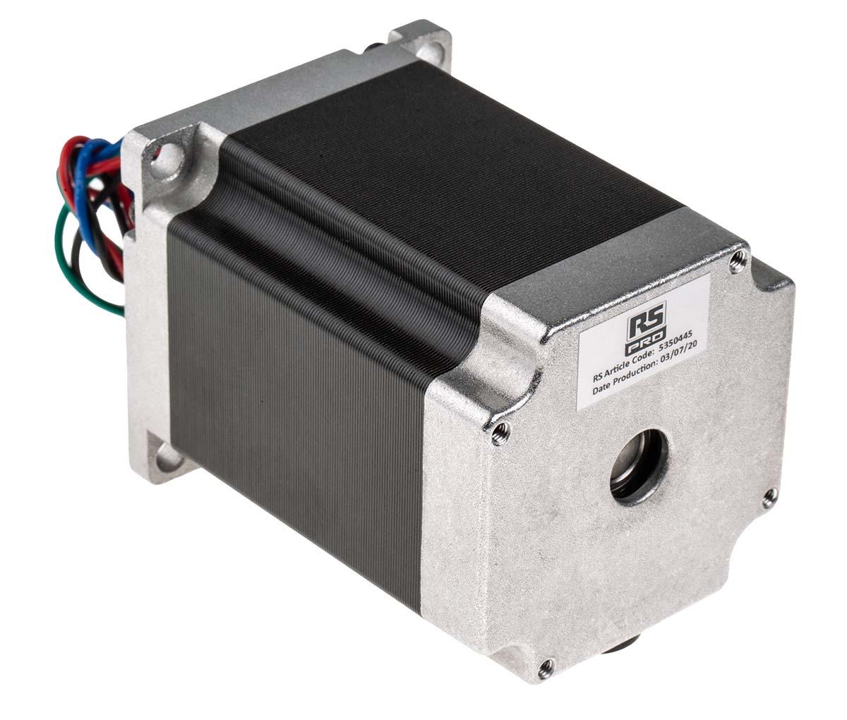 Produktfoto 1 von RS PRO Hybrid, Dauermagnet 1.8° Schrittmotor 3,2 V / 2,8 A 1.89Nm 4-adrig, 56.4 x 56.4mm Wellen-Ø 6.35mm