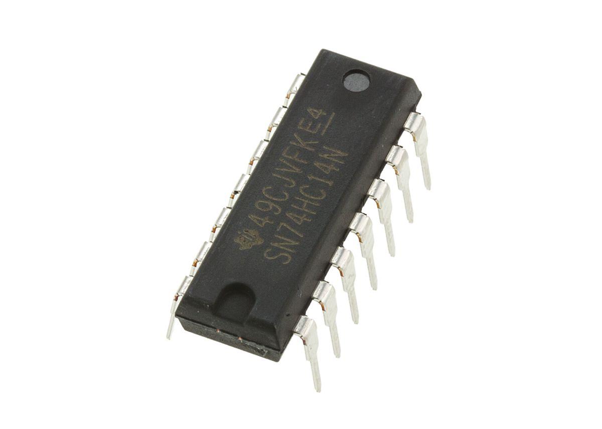 Produktfoto 1 von Texas Instruments Inverter Schmitt-Trigger Hex 125 ns @ 2 V, 21 ns @ 6 V, 25 ns @ 4.5 V, PDIP