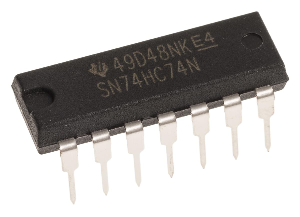 Produktfoto 1 von Texas Instruments IC Flip-Flop, D-Typ, HC, Differential, Single Ended, Positiv-Flanke, PDIP, 14-Pin