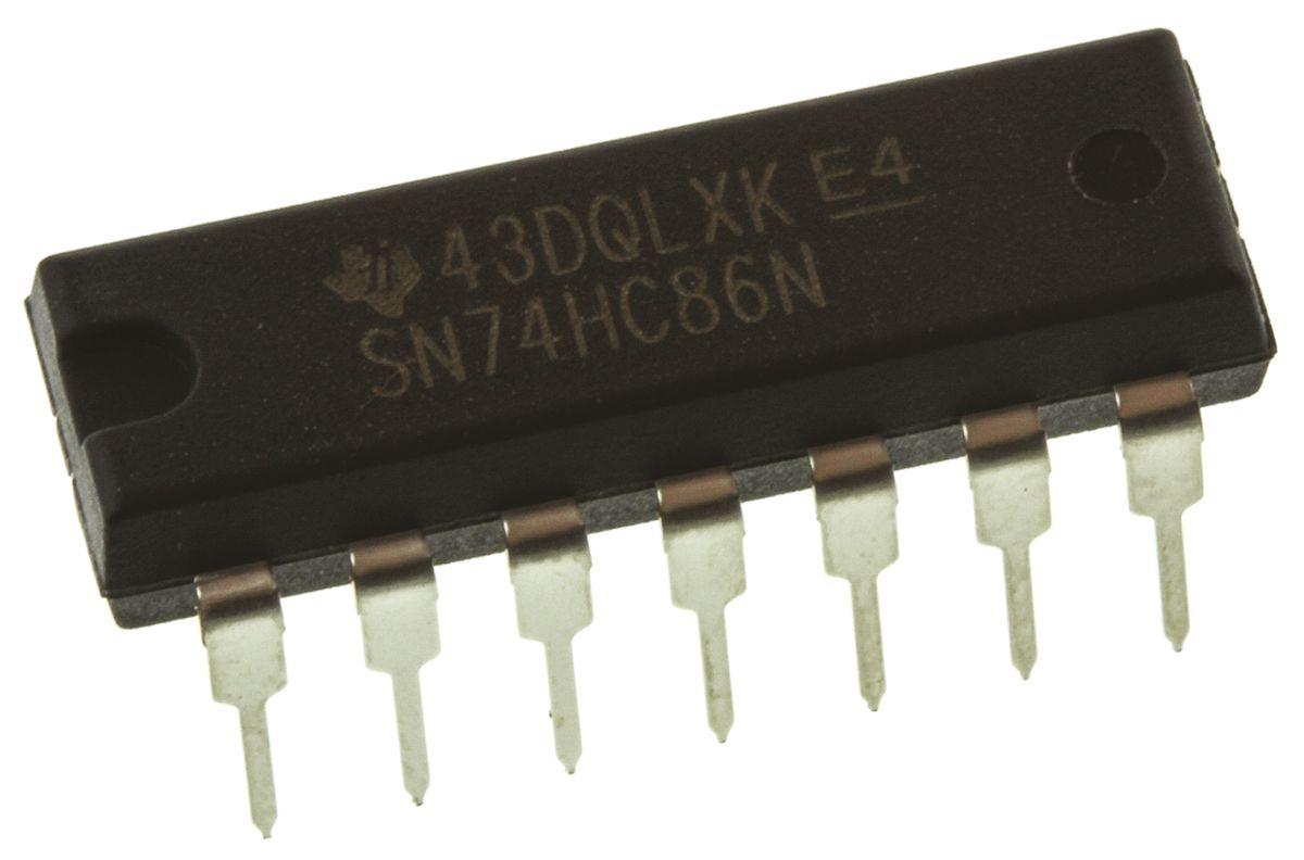 Produktfoto 1 von Texas Instruments Logikgatter, 4-Elem., XOR, HC, 5.2mA, 14-Pin, PDIP, 2