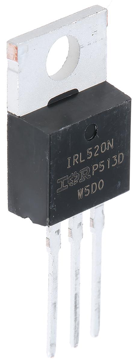 Produktfoto 1 von Infineon LogicFET IRL520NPBF N-Kanal, THT MOSFET 100 V / 10 A 48 W, 3-Pin TO-220AB