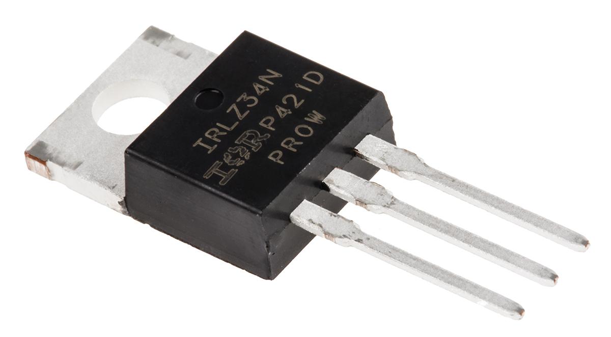 Produktfoto 1 von Infineon HEXFET IRLZ34NPBF N-Kanal, THT MOSFET 55 V / 30 A 68 W, 3-Pin TO-220AB