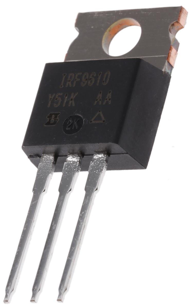 Produktfoto 1 von Vishay IRF9610PBF P-Kanal, THT MOSFET 200 V / 1,8 A 2 W, 3-Pin TO-220AB