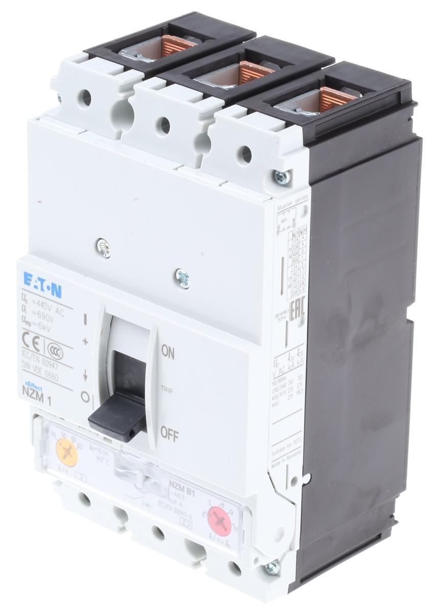 Produktfoto 1 von Eaton xEnergy Eaton Moeller, Leistungsschalter MCCB 3-polig, 63A / Abschaltvermögen 25 kA 440V, L. 90mm