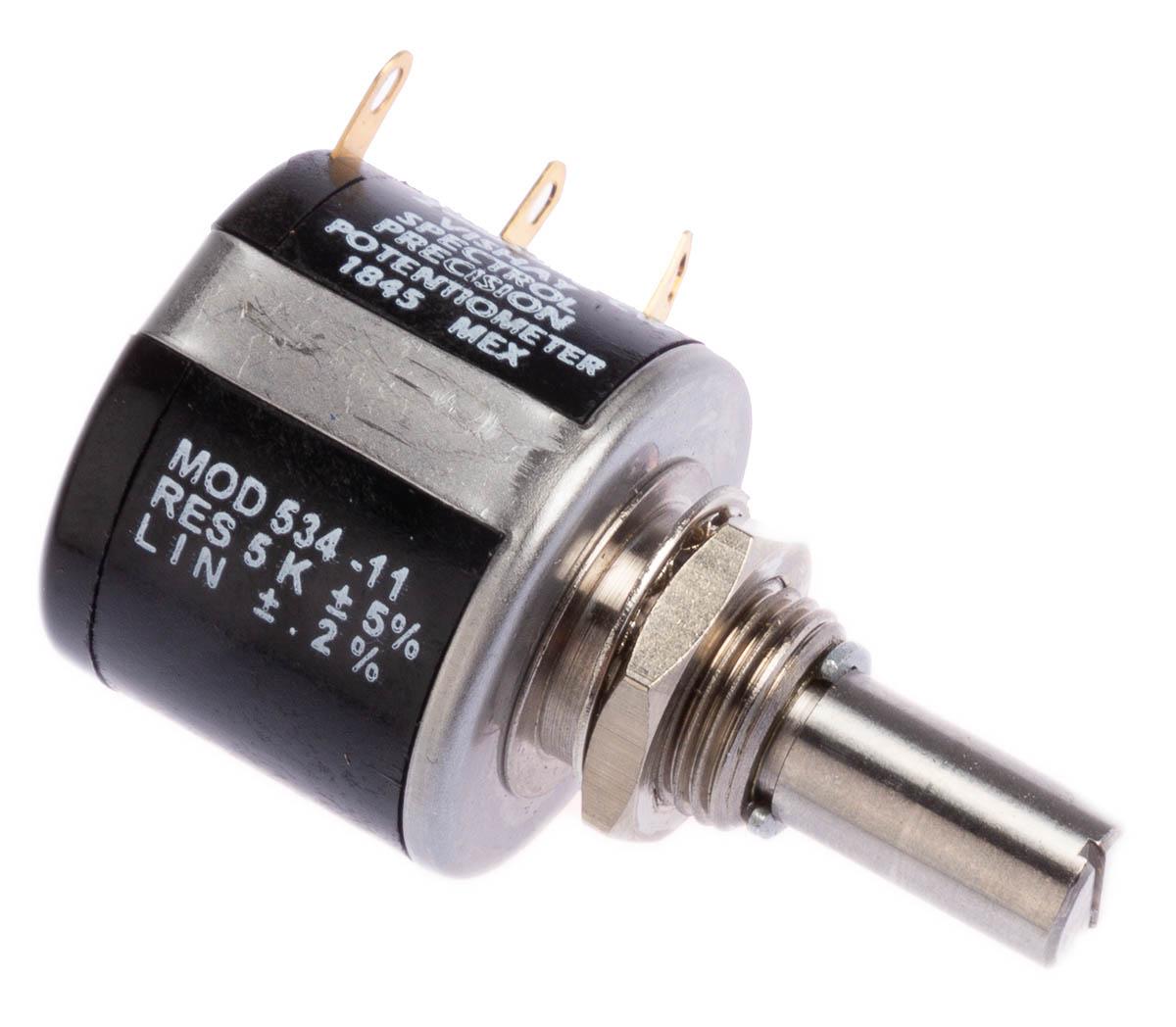 Vishay 534, Tafelmontage 10-Gang  Dreh Potentiometer 5kΩ ±5% / 2W , Schaft-Ø 6,35 mm