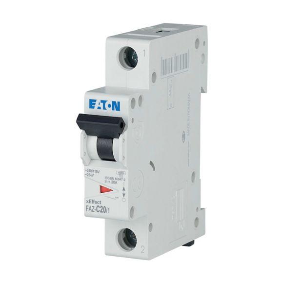 Produktfoto 1 von Eaton Eaton Moeller MCB Leitungsschutzschalter Typ C, 1-polig 20A 230V, Abschaltvermögen 10 kA xEffect