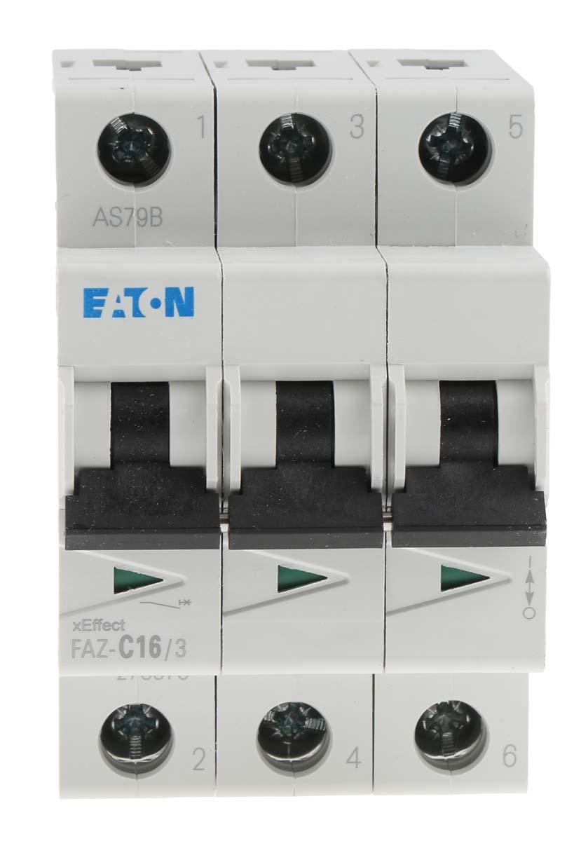 Produktfoto 1 von Eaton Eaton Moeller MCB Leitungsschutzschalter Typ C, 3-polig 16A 400V, Abschaltvermögen 10 kA xEffect