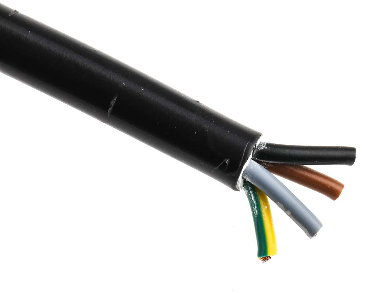 Produktfoto 1 von RS PRO Netzkabel, 4-adrig Typ 3184Y Schwarz x 1,5 mm² /Ø 8.87mm 16 A, 100m, 300 V, 500 V, PVC