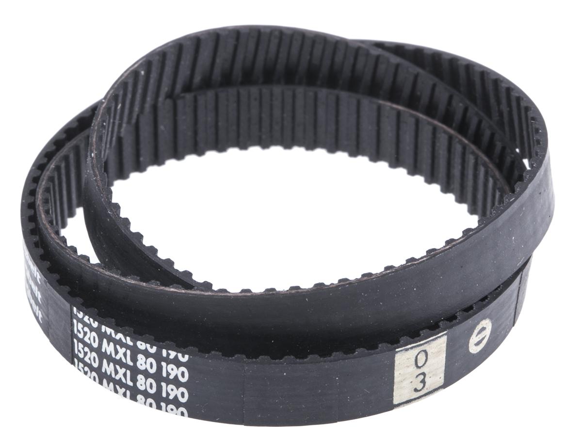 Produktfoto 1 von RS PRO Gummi Zahnriemen 190 Zähne, Teilung 2.032mm, Maße 6mm x 386.08mm