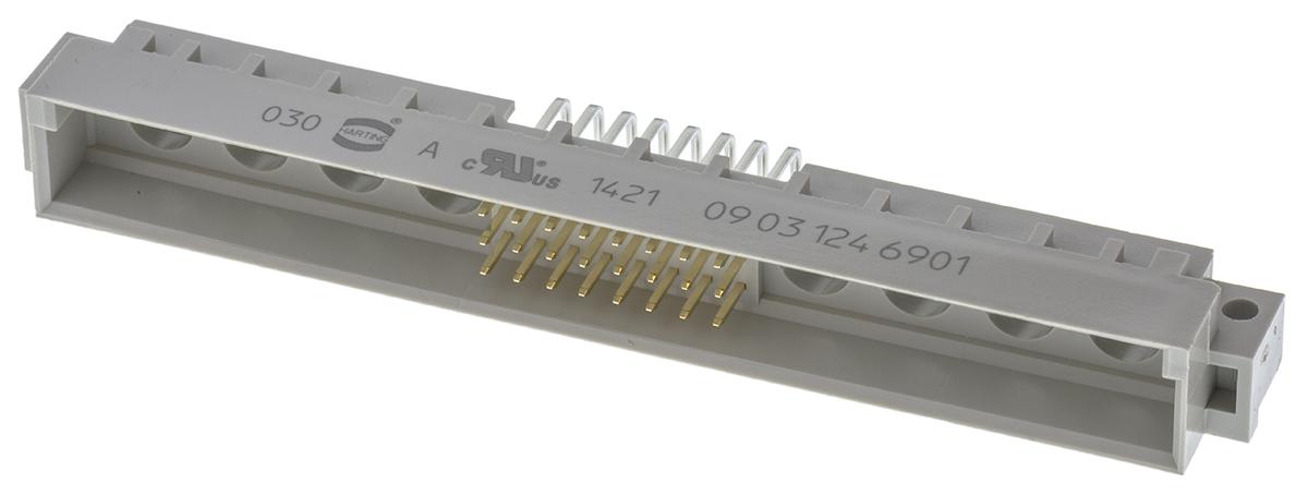 HARTING C2 DIN 41612-Steckverbinder Stecker gewinkelt, 24 + 8-polig, Raster 2.54mm Lötanschluss Durchsteckmontage