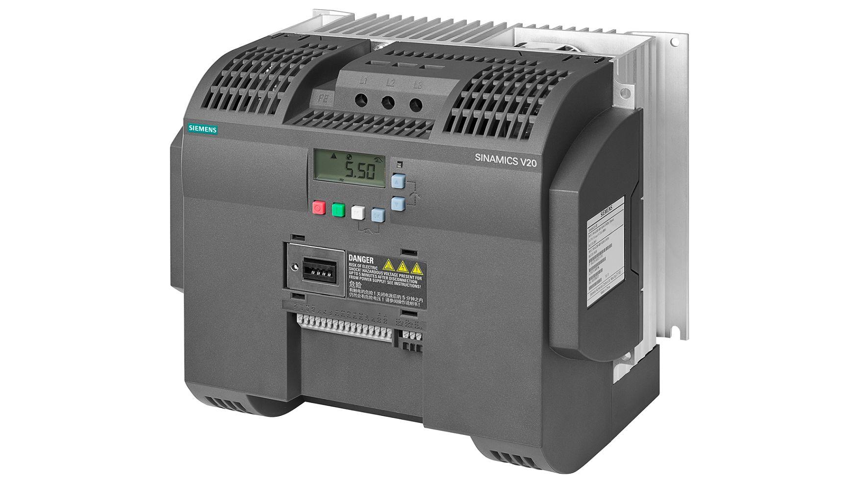 Produktfoto 1 von Siemens SINAMICS V20, 3-Phasen Frequenzumrichter 15 kW, 400 V ac / 31 A 0 → 550Hz für Wechselstrommotoren