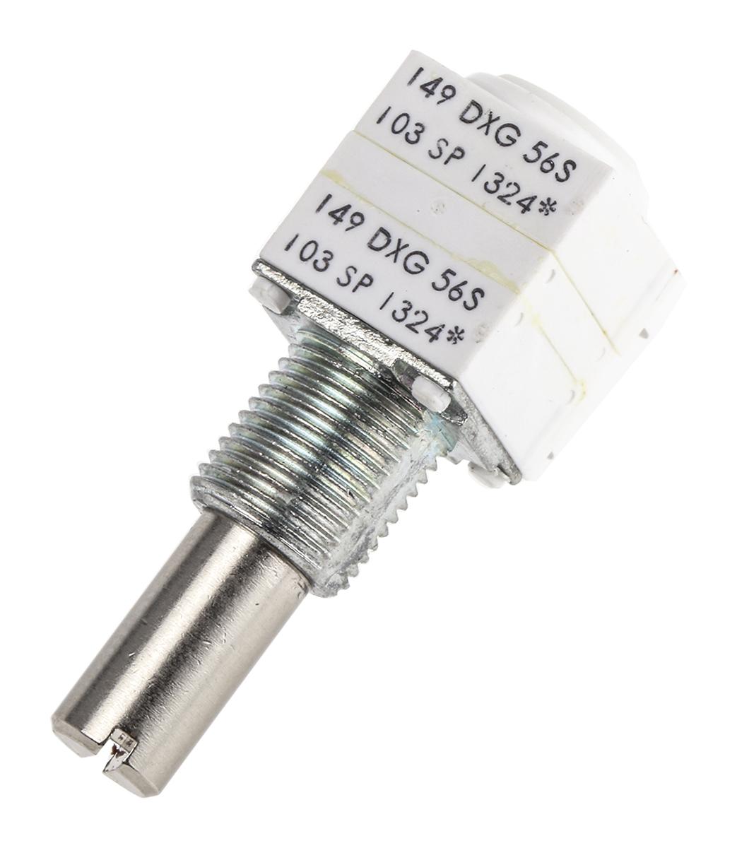 Vishay 149 THT, Tafelmontage  Dreh Potentiometer 10kΩ ±10% / 1W / 2 Ausbrüche, Schaft-Ø 6.35 mm