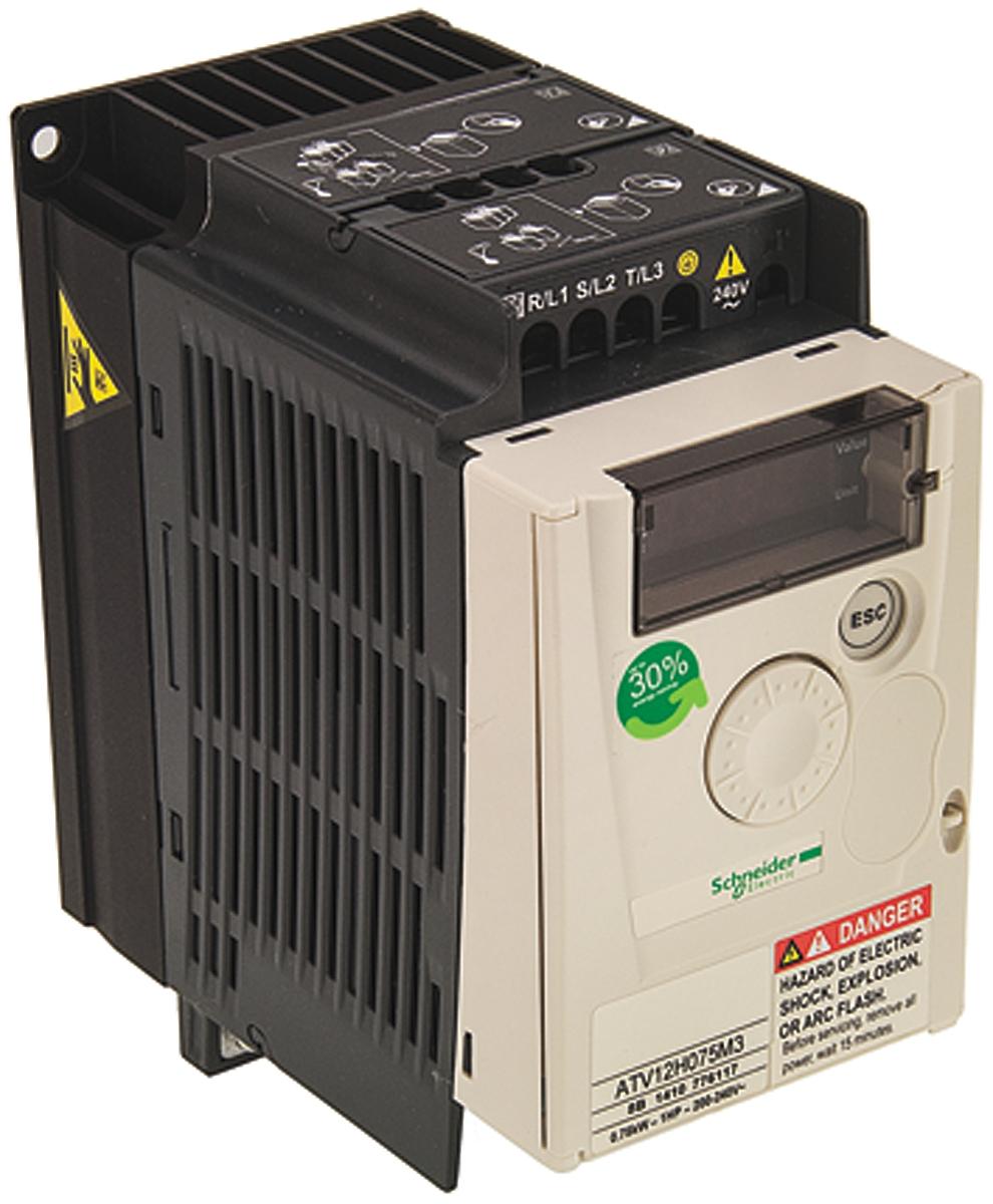 Produktfoto 1 von Schneider Electric ATV 12, 3-Phasen Frequenzumrichter 0,75 kW, 230 V ac / 5,3 A 400Hz für Wechselstrommotoren