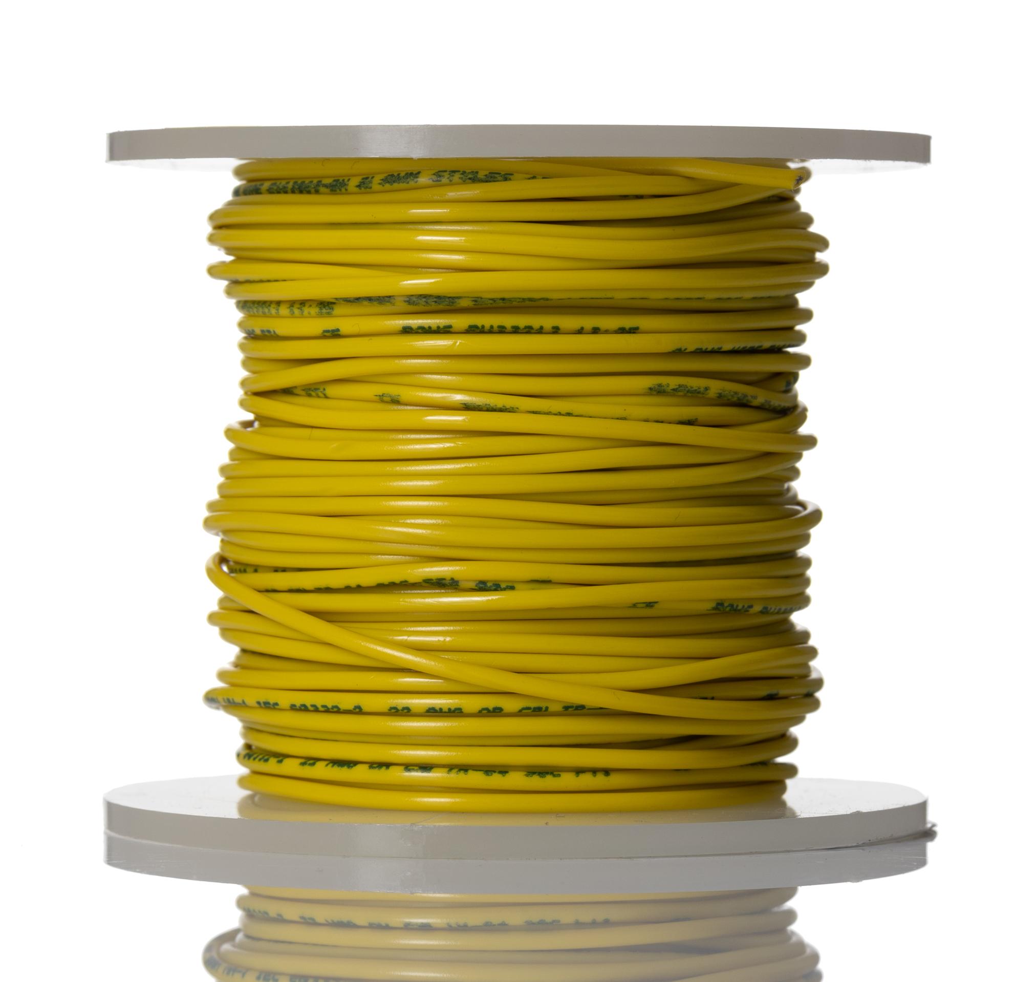 Produktfoto 1 von Alpha Wire Einzeladerleitung 0.35 mm², 22 AWG 30m Gelb PVC isoliert Ø 1.57mm 7/0,25 mm Litzen UL1007