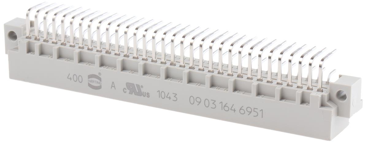 Harting C2 DIN 41612-Steckverbinder Stecker gewinkelt, 64-polig / 2-reihig, Raster 2.54mm Lötanschluss Durchsteckmontage