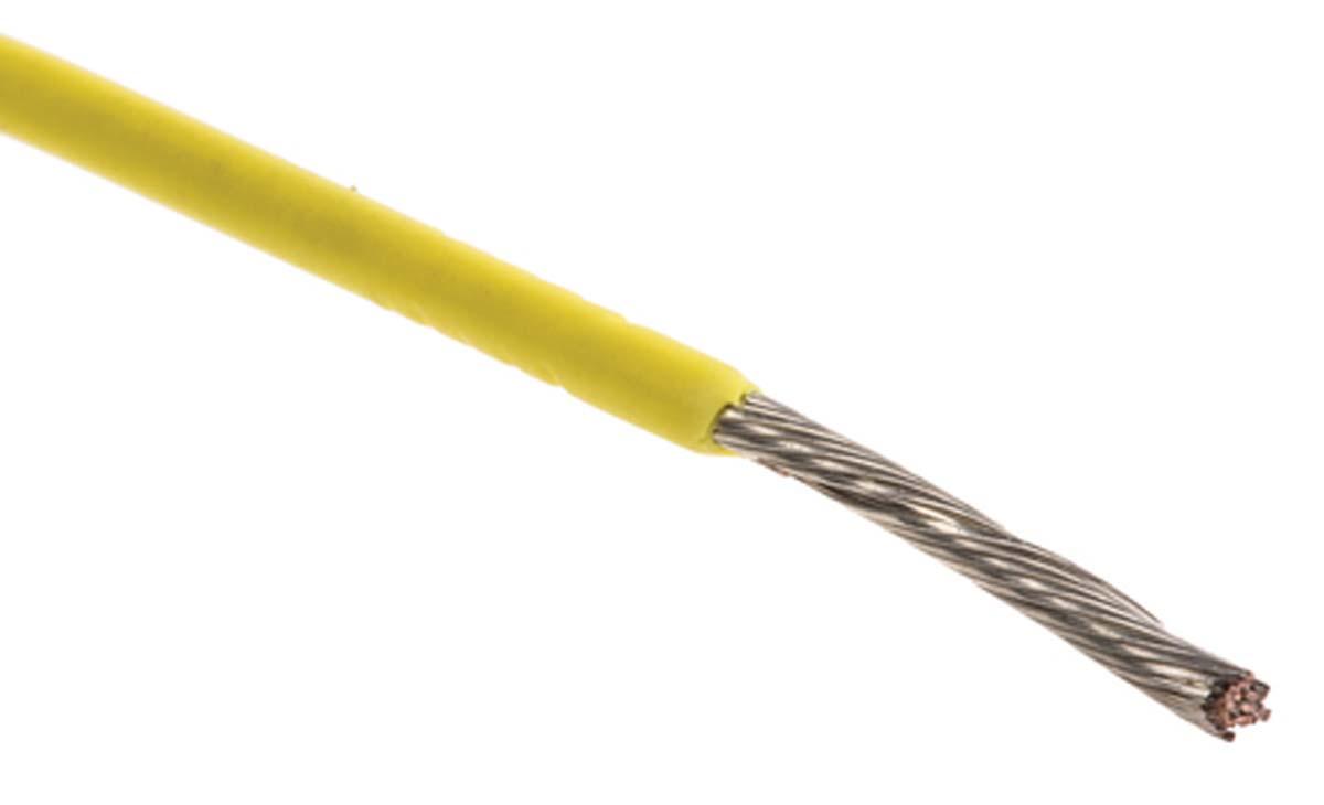 Alpha Wire Einzeladerleitung 0.23 mm², 24 AWG 305m Gelb PVC isoliert Ø 1.42mm 7/0.20 mm Litzen UL1007