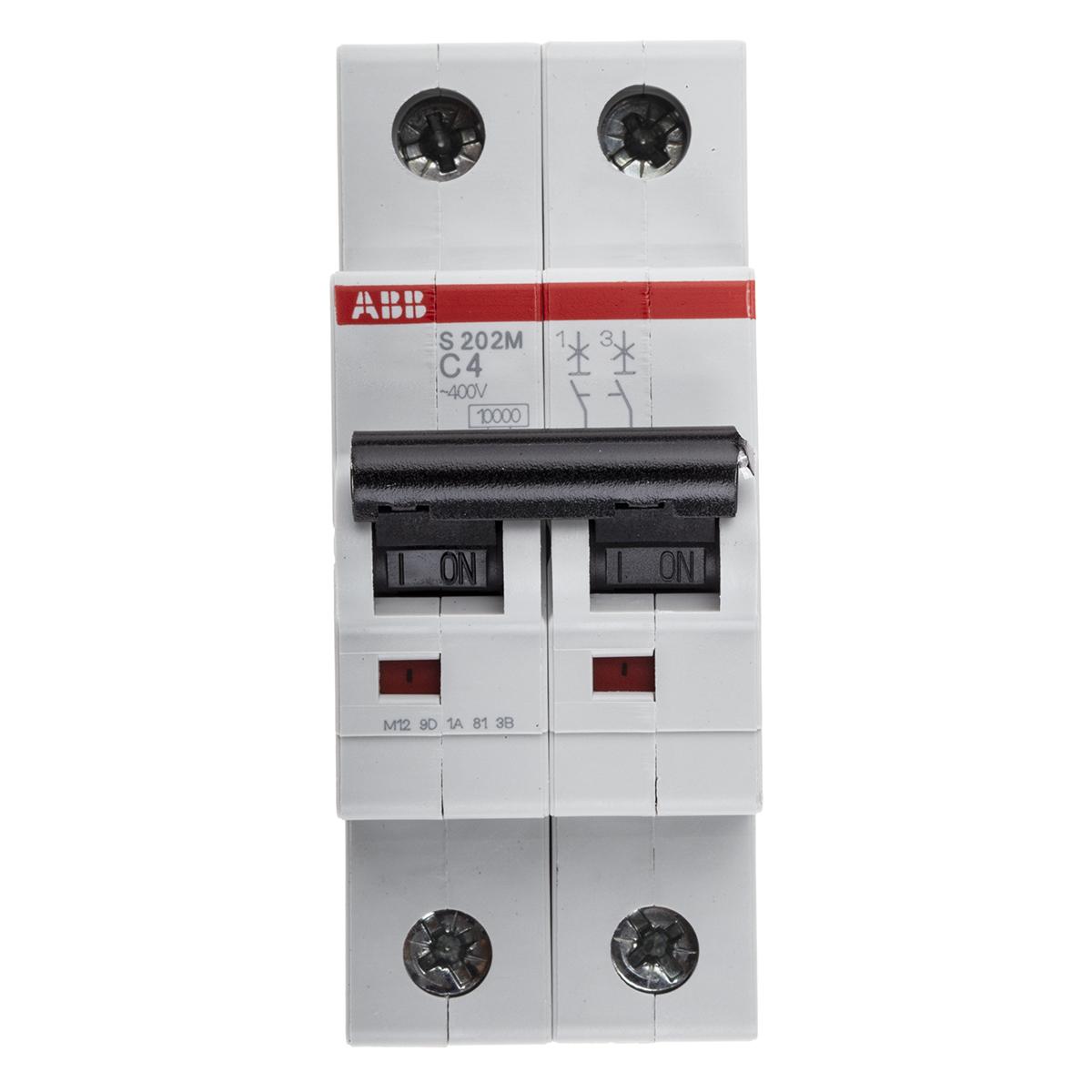 ABB S200M MCB Leitungsschutzschalter Typ C, 2-polig 4A 440V, Abschaltvermögen 10 kA System Pro M Compact