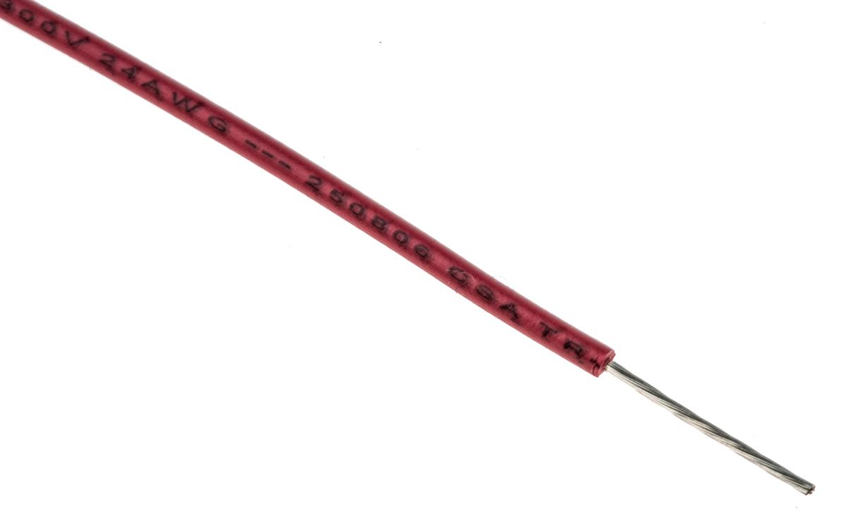 Produktfoto 1 von Alpha Wire Einzeladerleitung 0.23 mm², 24 AWG 305m Rot PVC isoliert Ø 1.42mm 7/0.20 mm Litzen UL1007