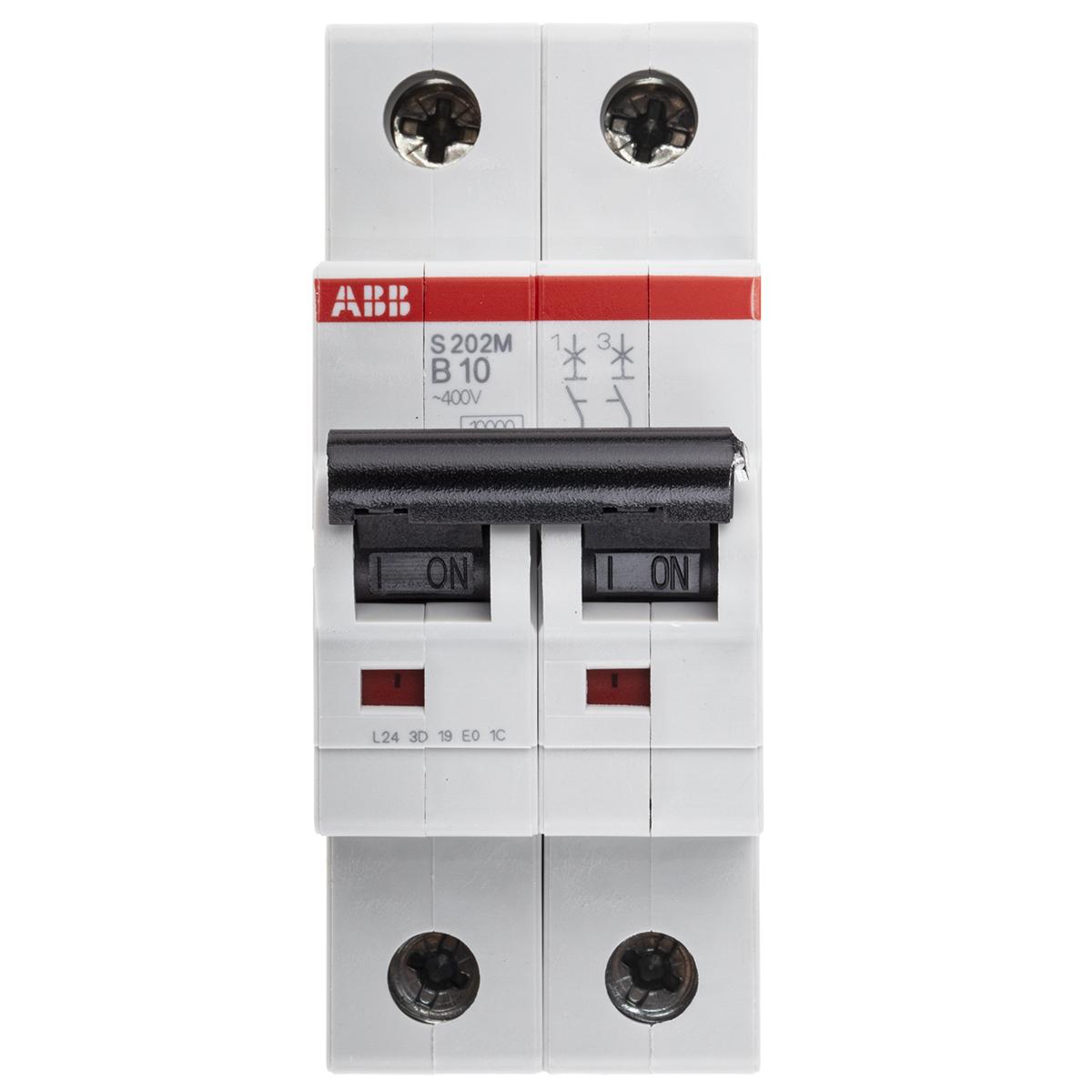 ABB S200M MCB Leitungsschutzschalter Typ B, 2-polig 10A 440V, Abschaltvermögen 10 kA System Pro M Compact