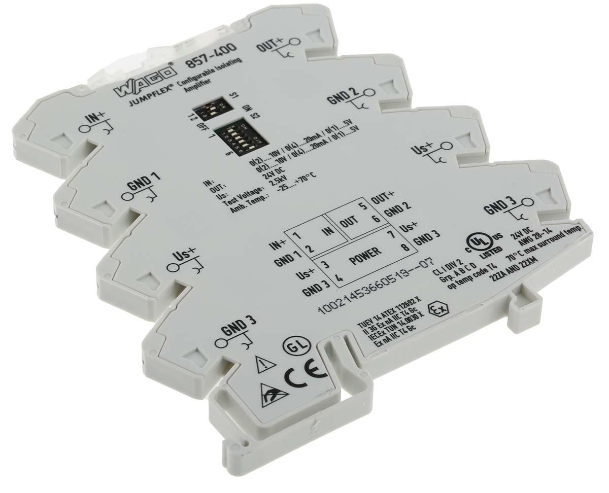 Produktfoto 1 von Wago 857 Signalwandler, Isolationsverstärker 24V dc, Strom, Spannung 0 → 10 V, 0 → 20mA EIN / Strom,