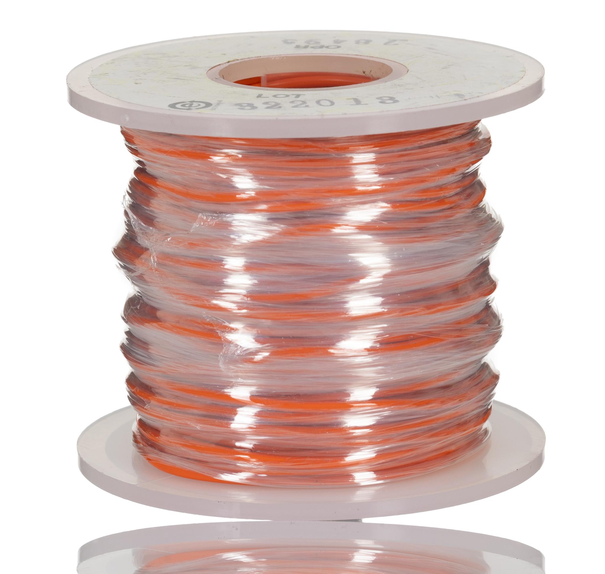 Produktfoto 1 von Alpha Wire Einzeladerleitung 0,33 mm², 22 AWG 30m Orange PVC isoliert Ø 1.57mm 7/0,25 mm Litzen MIL-W-76