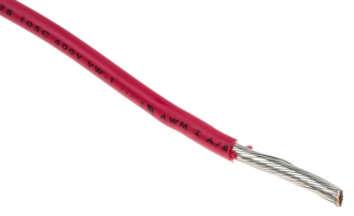 Produktfoto 1 von Alpha Wire Einzeladerleitung 3,3 mm², 12 AWG 30m Rot MPPE isoliert Ø 2.97mm 65/0,25 mm Litzen UL11028