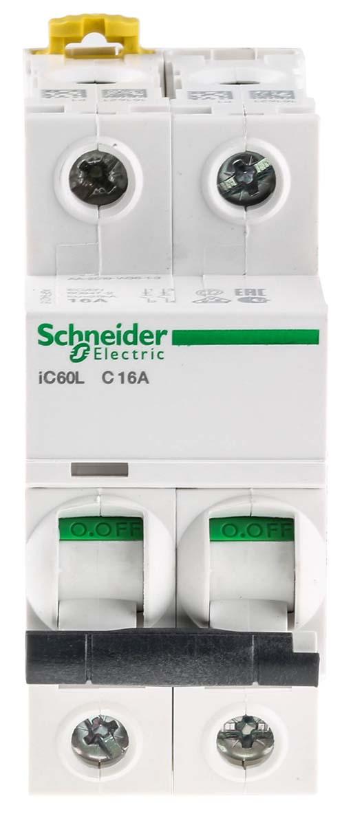 Produktfoto 1 von Schneider Electric iC60L MCB Leitungsschutzschalter Typ C, 2-polig 16A 400V, Abschaltvermögen 10 kA Acti 9