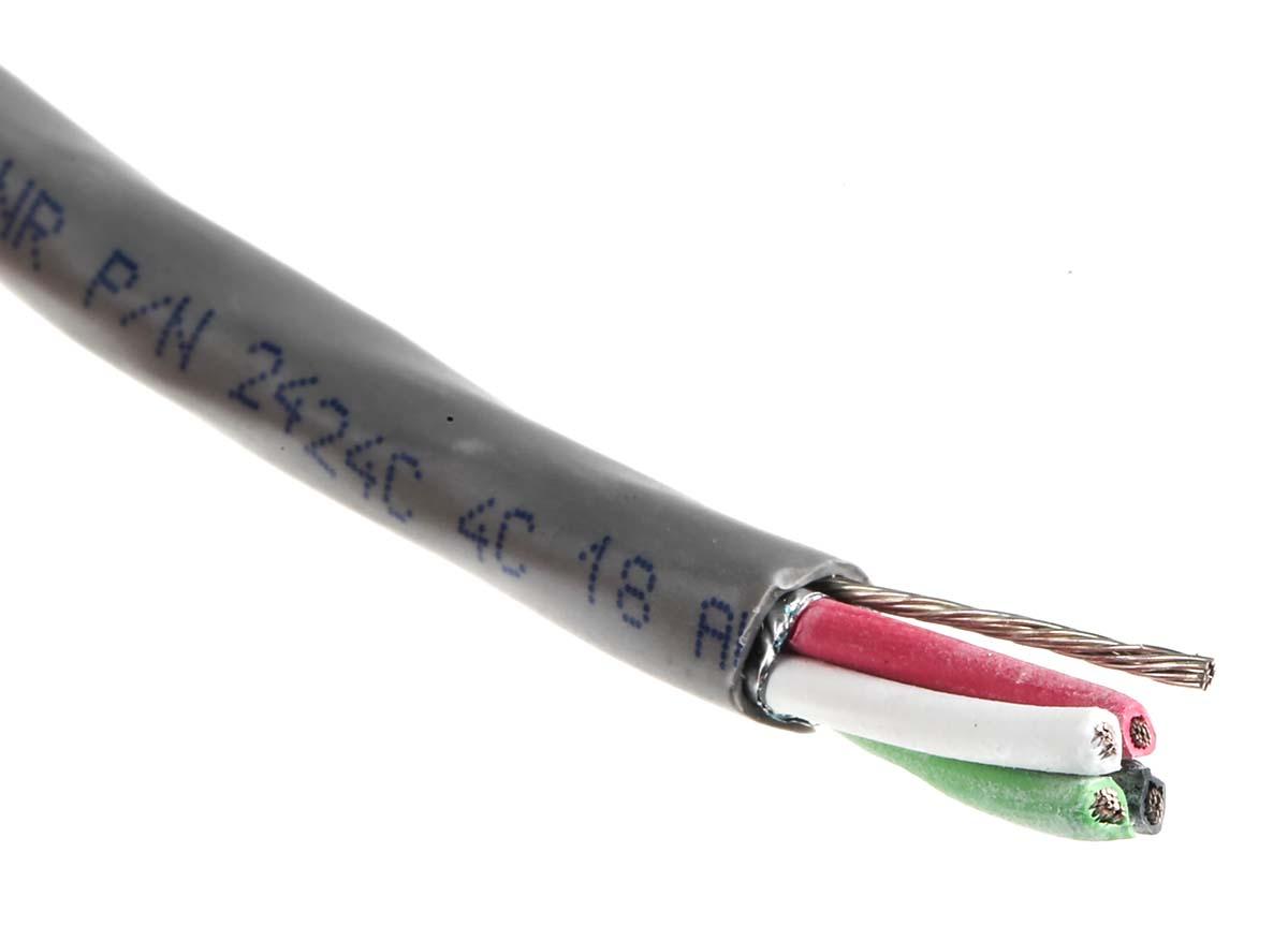 Produktfoto 1 von Alpha Wire Alpha Essentials Steuerkabel, 4-adrig x 0,81 mm Grau, 30m, 18 AWG, Folie