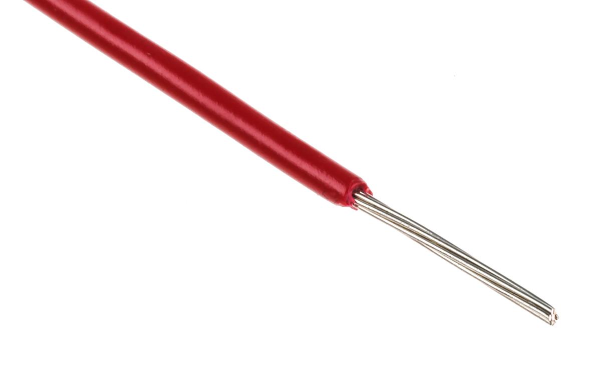 Alpha Wire Einzeladerleitung 0,35 mm², 22 AWG 305m Rot PVC isoliert Ø 1.57mm 7/0,25 mm Litzen UL1007