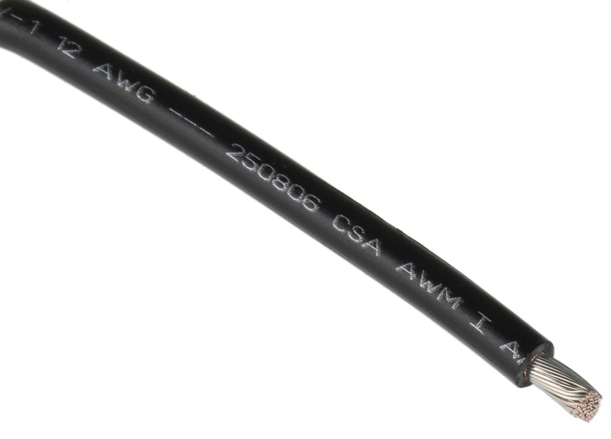 Produktfoto 1 von Alpha Wire Einzeladerleitung 3,3 mm², 12 AWG 30m Schwarz PVC isoliert Ø 3.99mm 65/0,25 mm Litzen UL1015