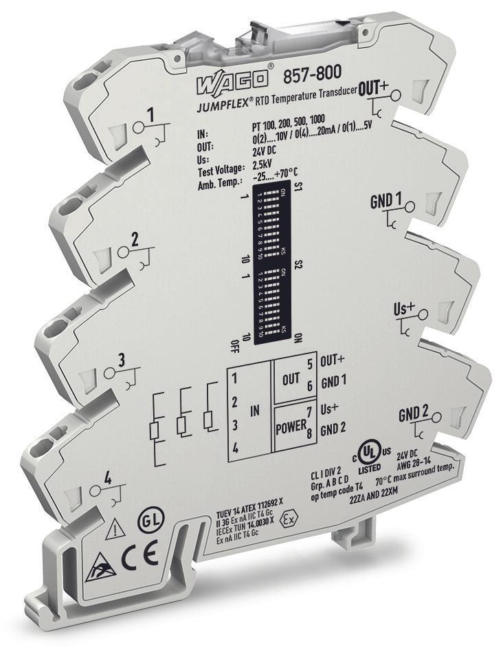 Produktfoto 1 von Wago 857 Signalwandler, Signalwandler, Strom, Spannung / Strom, Spannung 0 → 5 V,  0 → 10 V,  1 →