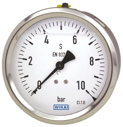 Produktfoto 1 von WIKA Druckmessgerät Rückseitige Kabeleinführung Analog 0bar → 16bar, Ø 63mm Edelstahl Gehäuse G1/4