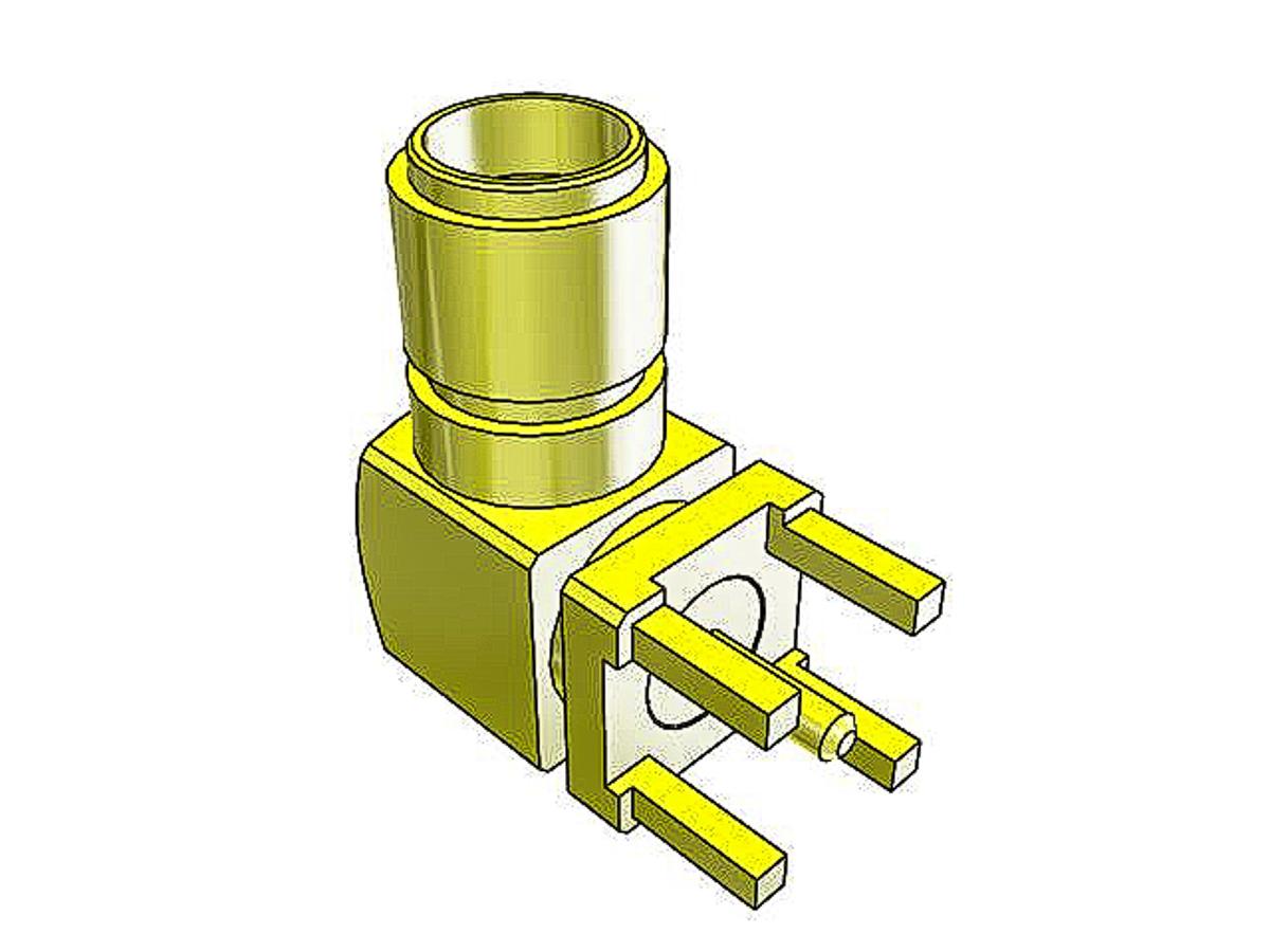 Produktfoto 1 von Samtec SMA Buchse Koaxialsteckverbinder SMA-Steckverbinder, PCB, Löt-Anschluss, 50Ω, Standard, , gewinkelt