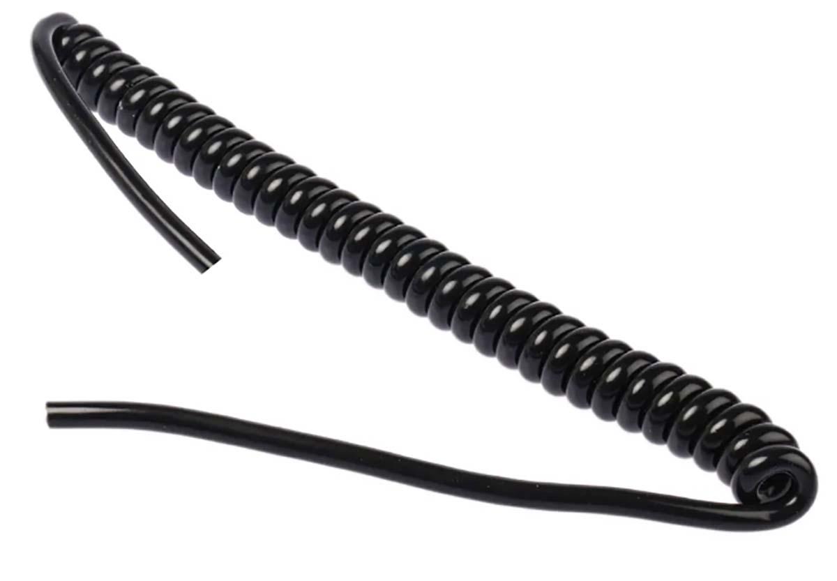 Produktfoto 1 von RS PRO Netzkabel, 18-adrig Typ Aufgewickelt Schwarz x 0,14 mm² /Ø 8mm, 0.5m, 250 V, TPU