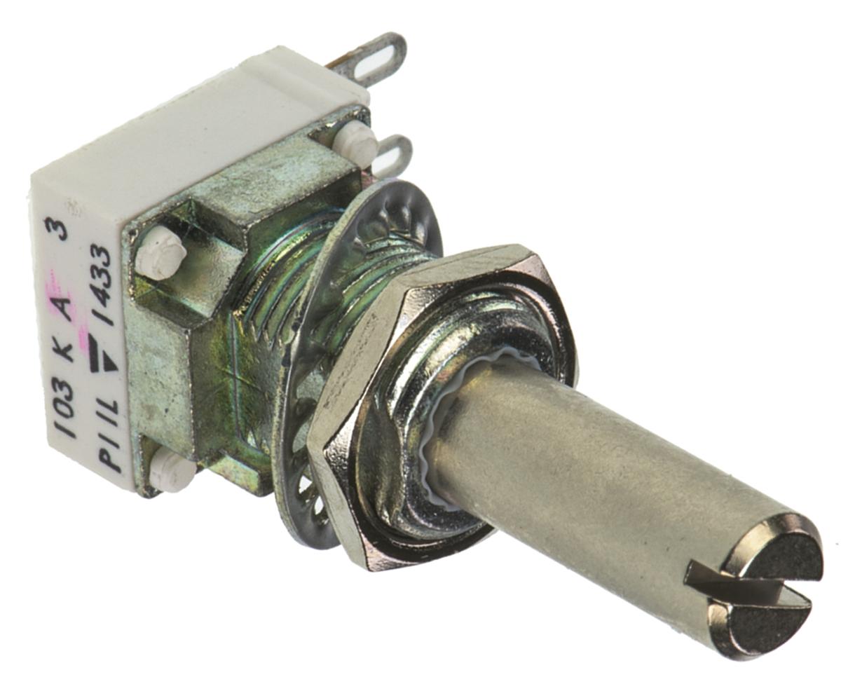 Vishay P11L, Tafelmontage  Dreh Potentiometer 10kΩ ±10% / 0.1W , Schaft-Ø 6 mm