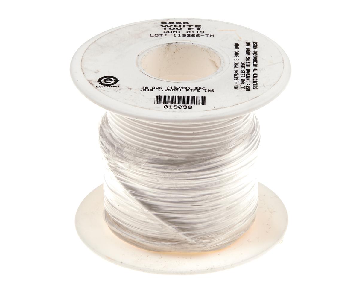 Produktfoto 1 von Alpha Wire Einzeladerleitung 0,05 mm², 30 AWG 30m Weiß PTFE isoliert Ø 0.81mm 7/0,10 mm Litzen UL1213