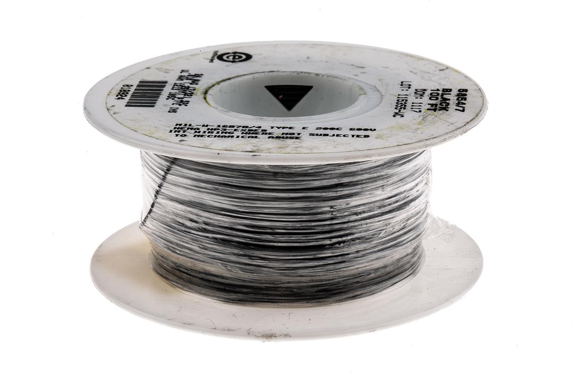 Produktfoto 1 von Alpha Wire Einzeladerleitung 0.23 mm², 24 AWG 30m Schwarz PTFE isoliert Ø 1.12mm 7/0.20 mm Litzen UL1213